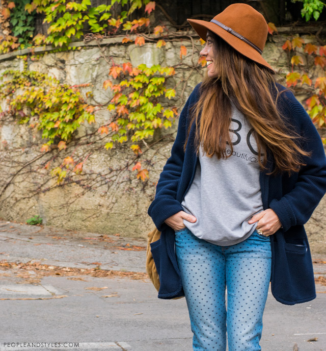 polka dot jeans, heart shape dots jeans Zara, how to style skinny jeans and fedora hat, Ana Josipović, keep it simple style, jesen zima moda 2014, kako stilizirati fedora šešir i uske traperice na točkice