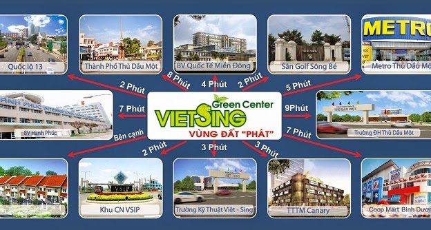 Dat nen VSIP 1 – Viet Sing. Khu do thi Viet Sing - VSIP 1 tại Thuận An, Bình Dương.