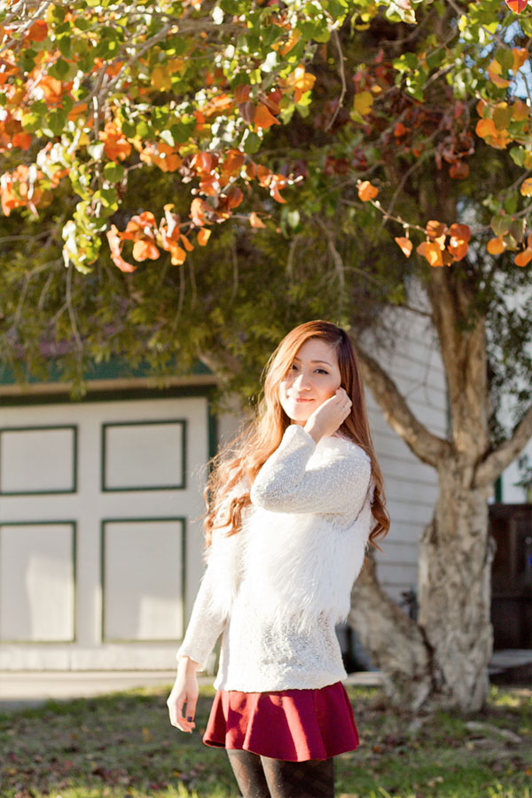 Outfit : Warm White & Maroon Christmas