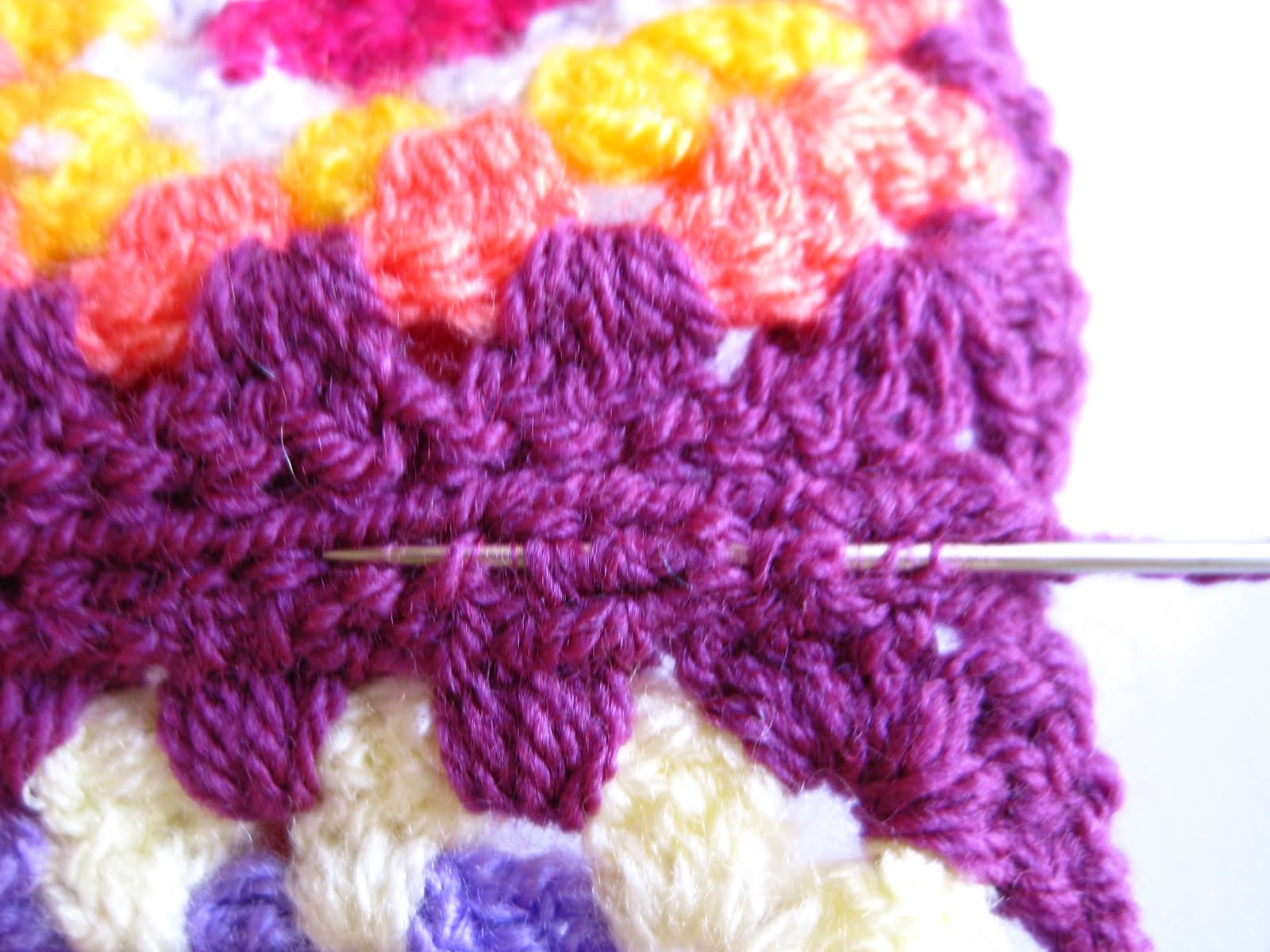 Bunny Mummy Sewing Granny Squares Together