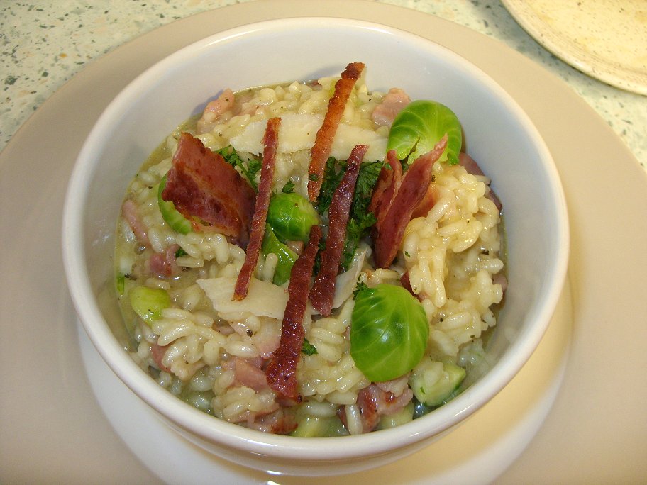 Jenny Eatwell's Rhubarb & Ginger Bacon & Brussels Sprout Risotto