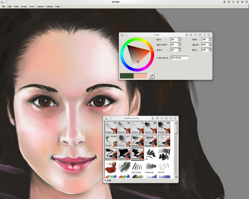 UsuarioDebian MyPaint Arte digital