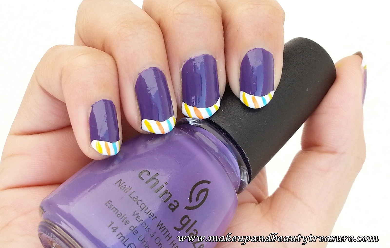 colorful french tip nail