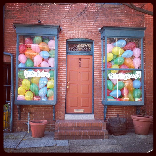 Balloon Filled Window Balloon Themed Birthday Party Munchkins and Mayhem