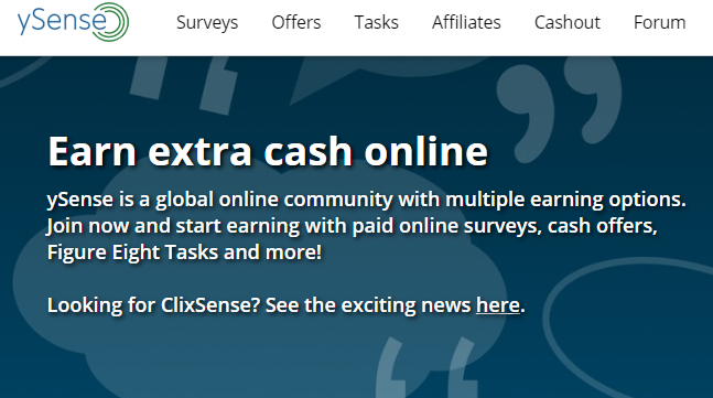 加入ySense (原Clixsense)          填問卷 賺美金