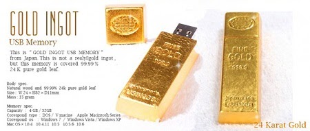 24K Gold Bar USB Drive - World