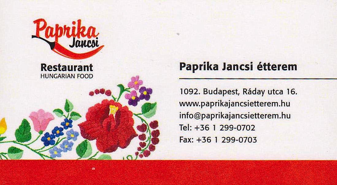The traveler's drawer PAPRIKA JANCSI ÉTTEREM, Budapest (Magyarország