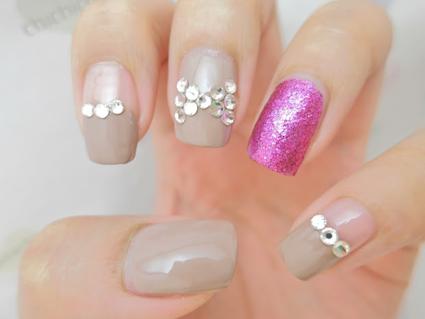 pink bling nail art - chichicho