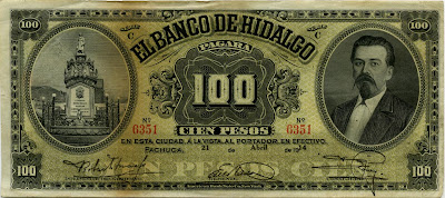 Mexican banknotes 100 peso bill cash currency money