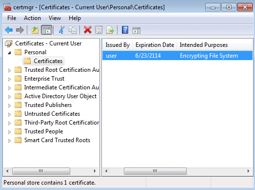 Encrypting File System Certificate Manager Encrypting File System Certificate Manager