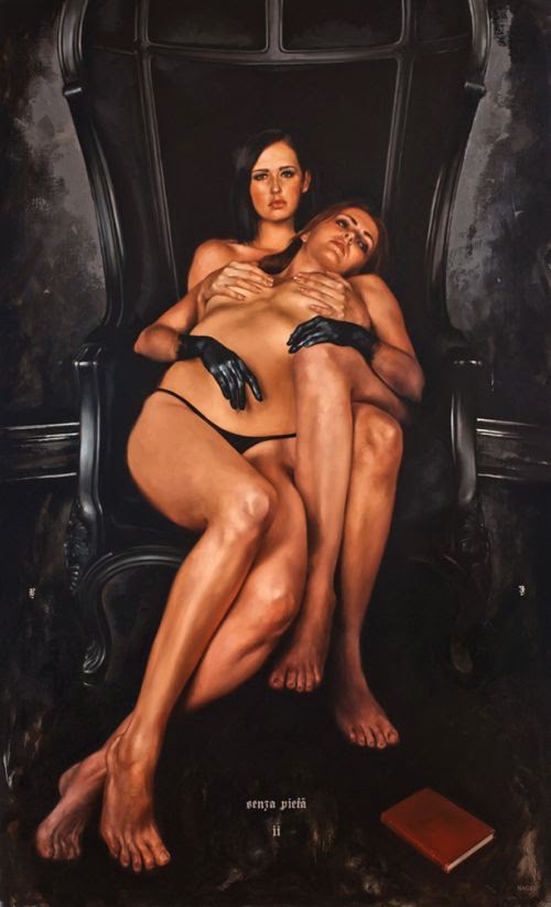 Aaron Nagel pinturas mulheres nuas seios peitos estilo foto-realista