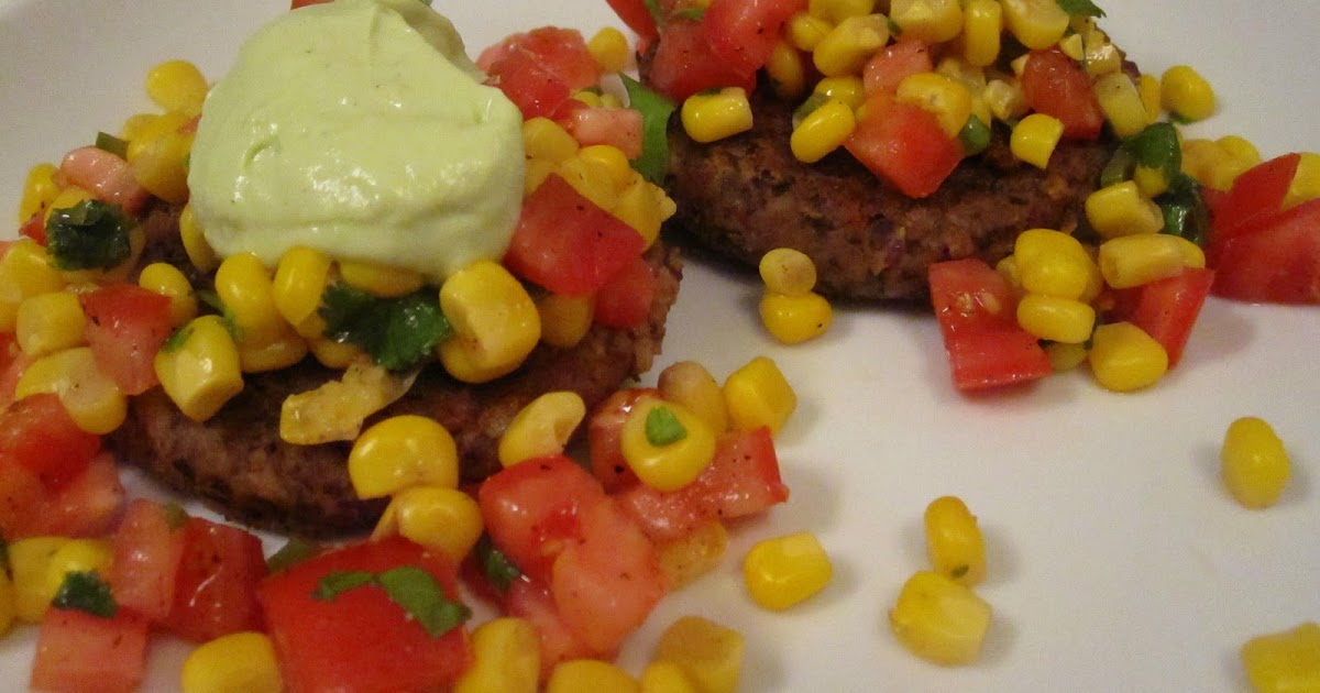 Elizabeth's Dutch Oven Black Bean Patties with Corn Relish and Avocado