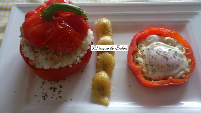 Pimiento Rojo Relleno De Arroz A La Cubana
