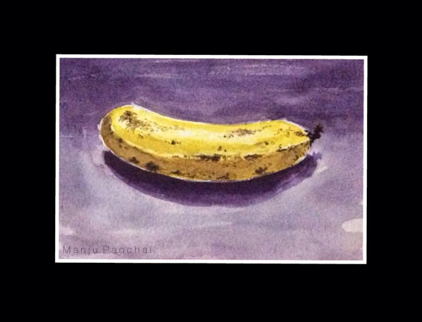 water colour painting of still life banana by Manju panchal