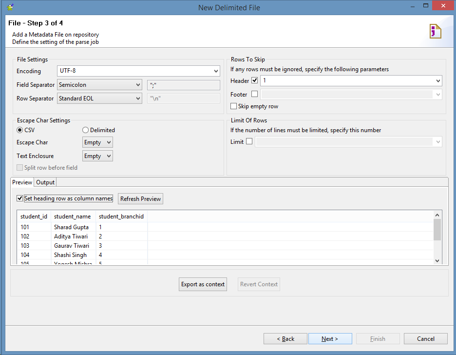 Desired Data How to create metadata from CSV file