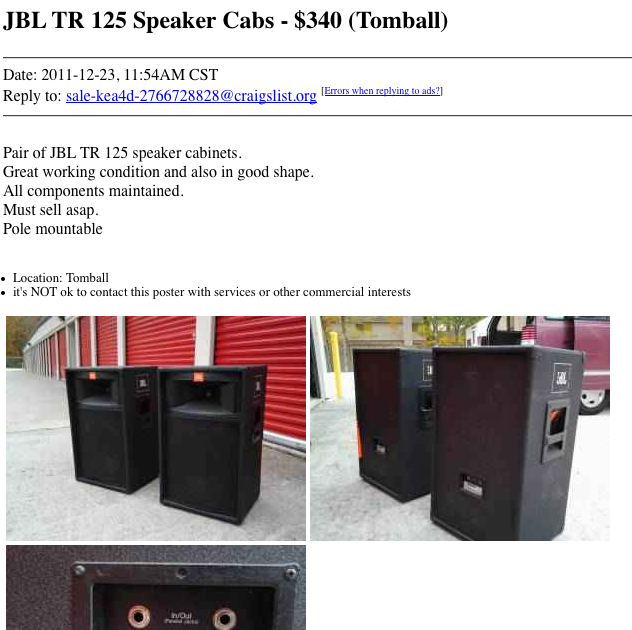 jbl tr 125 for sale