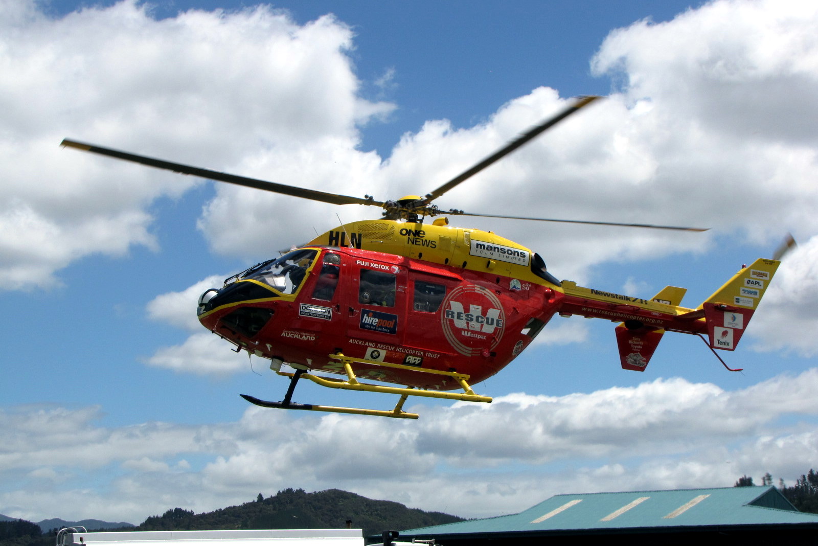 NZ Civil Aircraft Westpac Rescue Helicopter Action at Whitianga