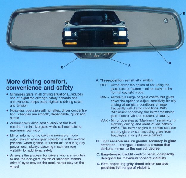 Gentex Electrochromatic Rear View Mirror Sales Material