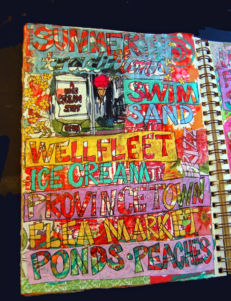 art journal pages | art journal ideas | art journal techniques | discover them on http://schulmanart.blogspot.com/2014/08/art-journal-ideas-for-summer.html 
