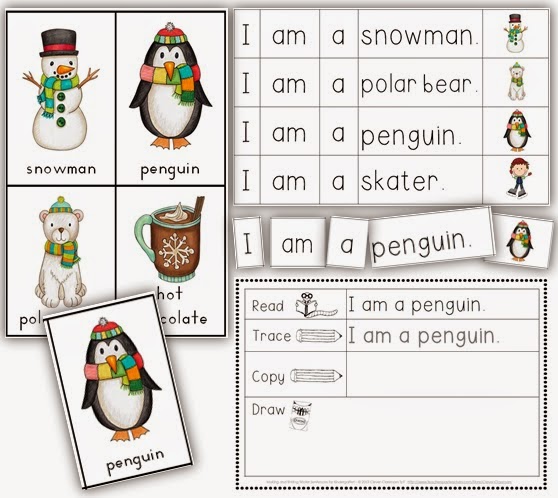 Making and Writing Winter Sentences for Kindergarten {vocab & sentence work}