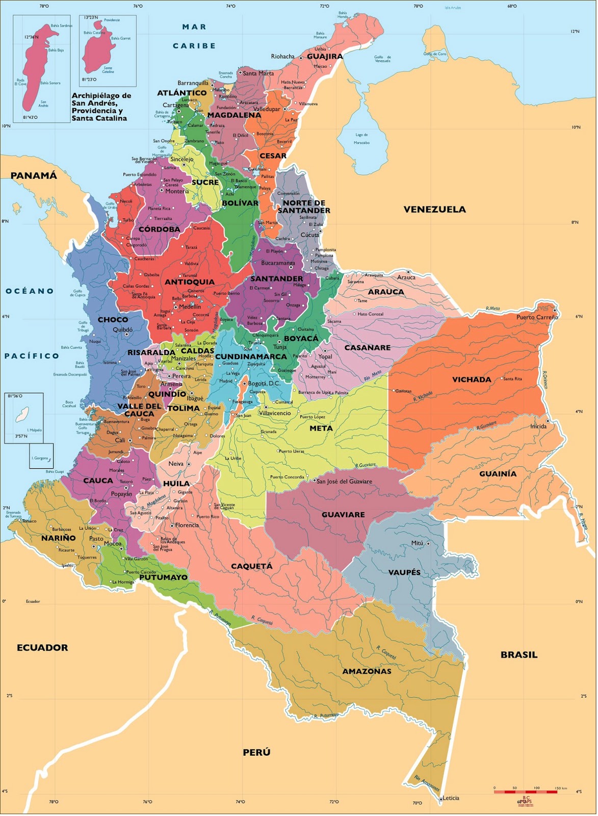 Mapas de Colombia: El mapa político de Colombia