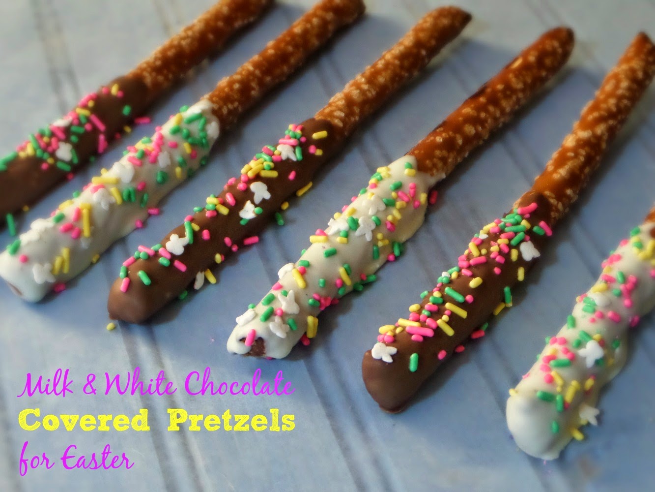 Milk & White Chocolate Covered Pretzels for Easter Outnumbered 3 to 1