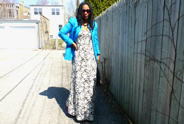 spring outfit maxi dress with blazer