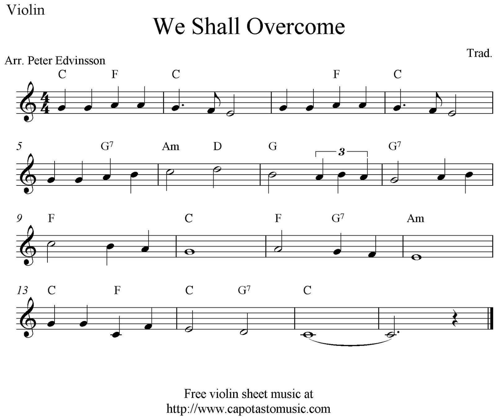 we shall overcome free violin sheet music notes we shall overcome sheet music