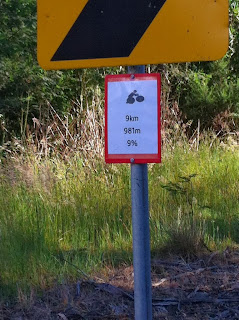 Cycling kilometre markers on Lake Mountain