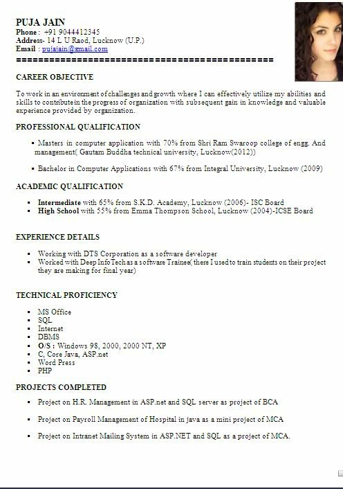 Resume Format: Resume Samples Kenya