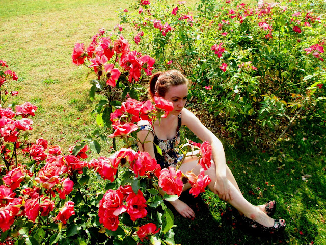 Parc de Bagatelle Paris floral dress wedges roses