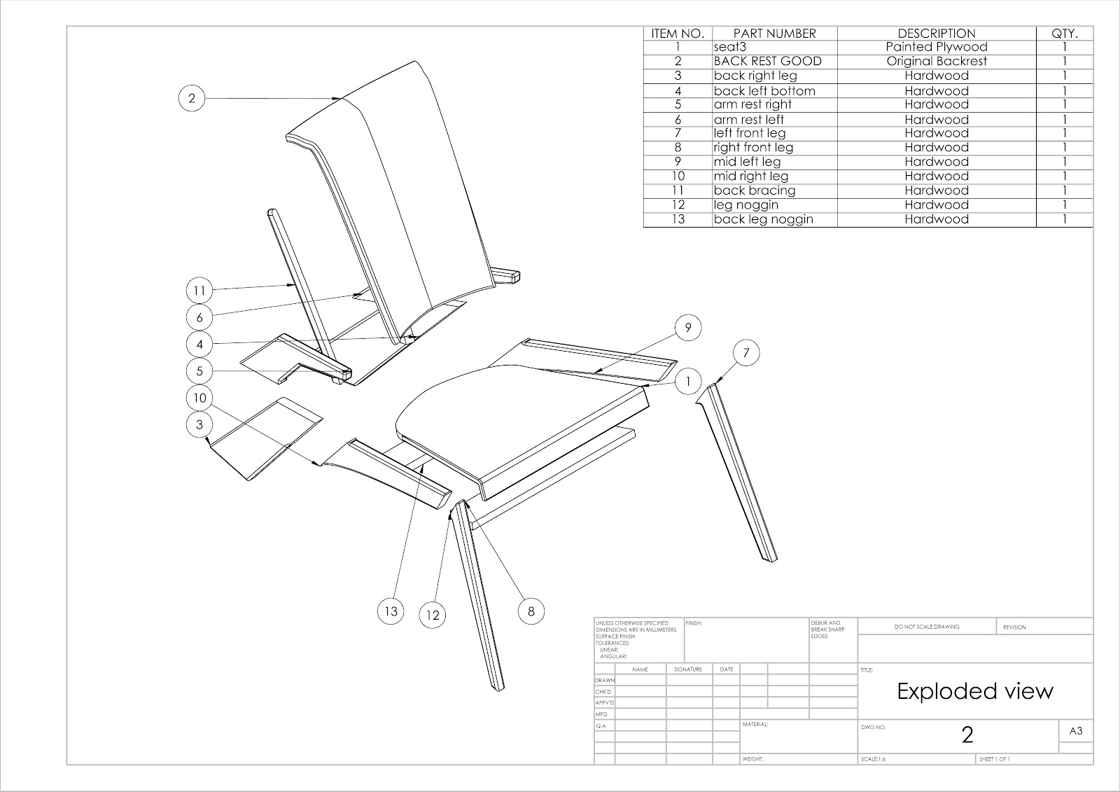 Zac Douglas Furniture Design Final technical drawings