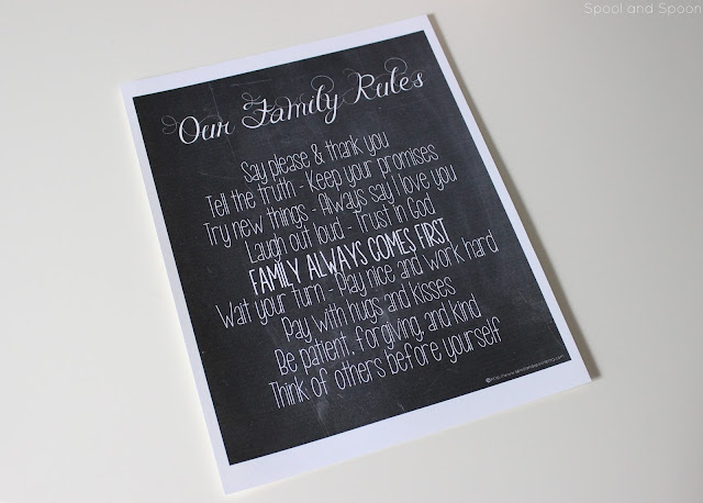 Family Rules Chalkboard Printable by http://www.spoolandspoonblog.com