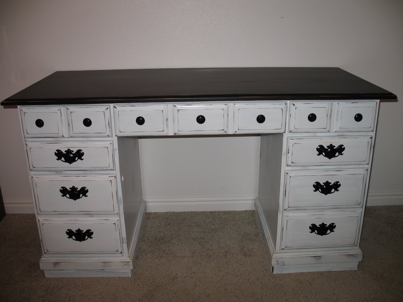 shabby and chic Black And White Desk