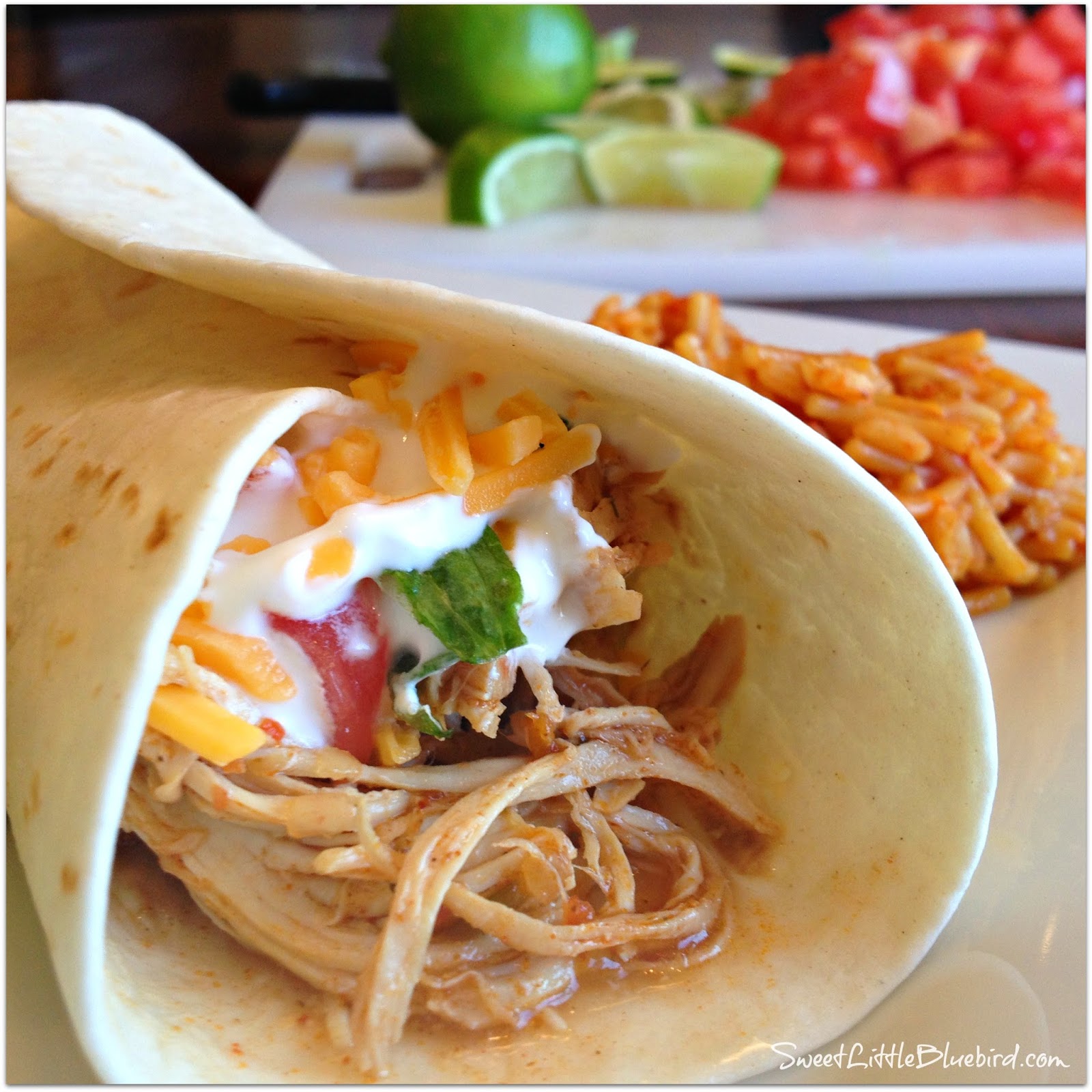 shredded chicken burrito