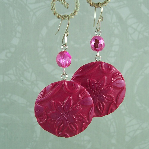 How to Make Easy Embossed Polymer Clay Earrings / The Beading Gem