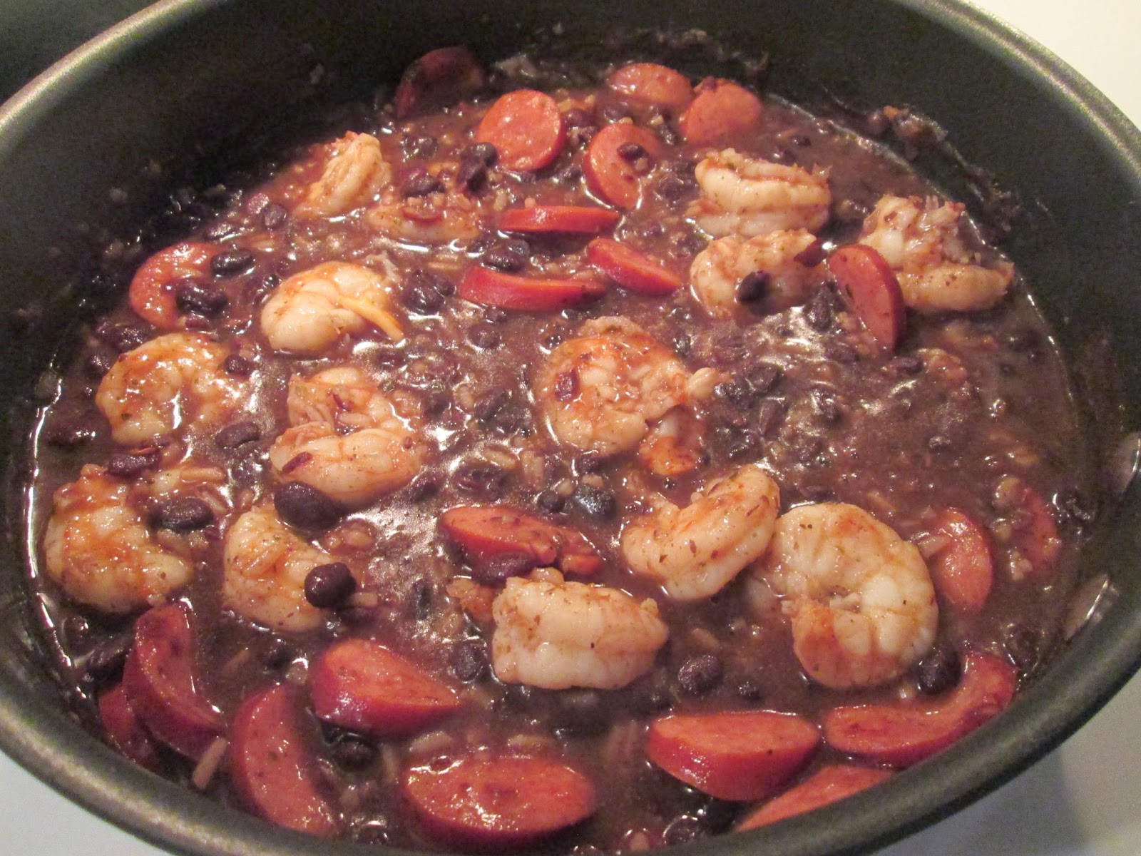 Diab2Cook Shrimp and Andouille Sausage w/ Grandma Maud's Premium Black