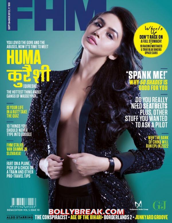 Huma Quereshi inablack leather jacket looking stunningly hot - Huma Quereshi on cover of FHM