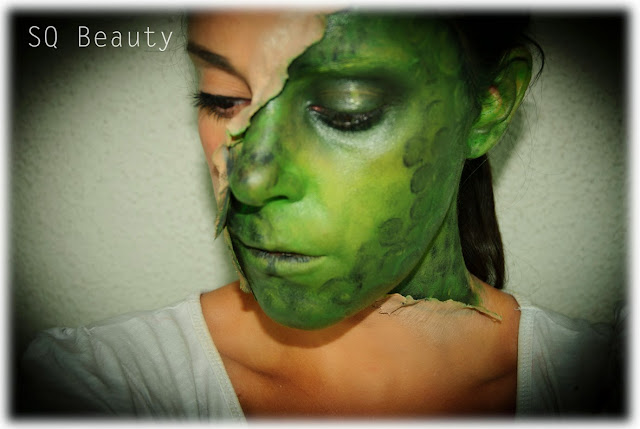 Maquillaje Halloween Media cara reptil Reptile half face makeup Silvia Quiros
