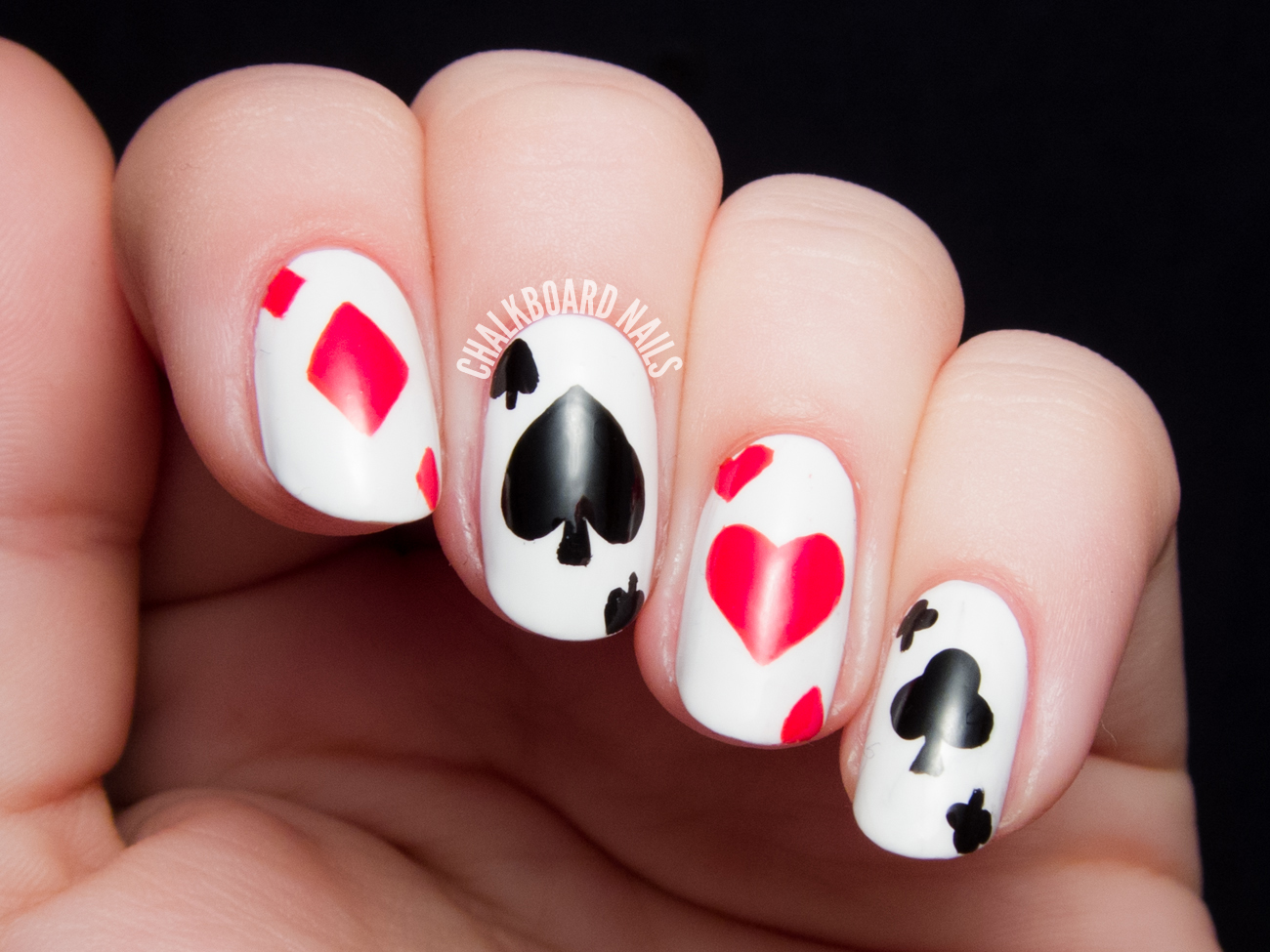 Poker cards nail art