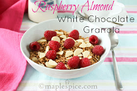 Vegan Raspberry Almond White Chocolate Granola