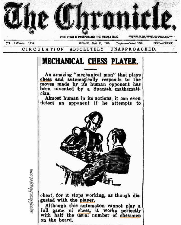 Age of Chess Chess Automaton in Australian Newspapers 1878 1908 1928