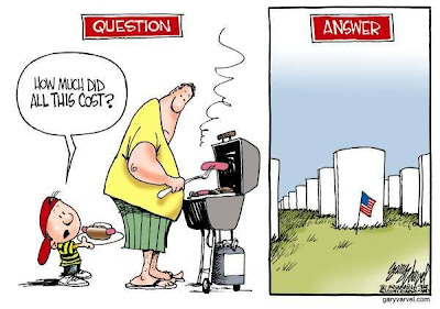 Memorial Day, cartoon, Cost, expense,Soldiers, garyvarvel.com