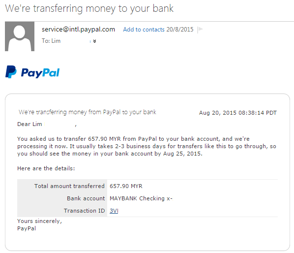 automatically transfer money from paypal to your bank account
