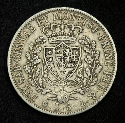 Italian Silver 5 Lire coin Crown