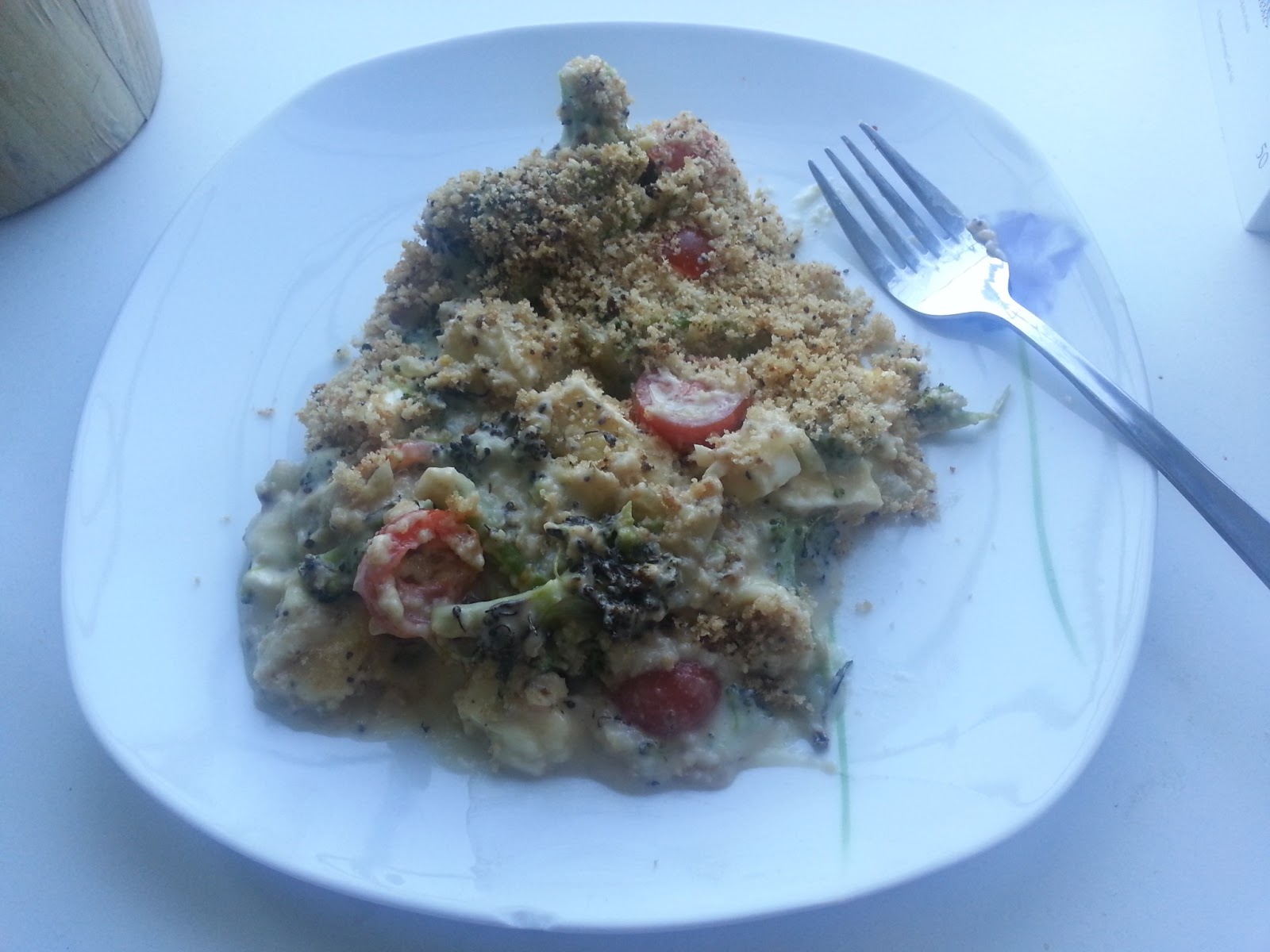 Glutton for Gluten and Good Food Broccoli, Brie and Cherry Tomato Gratin