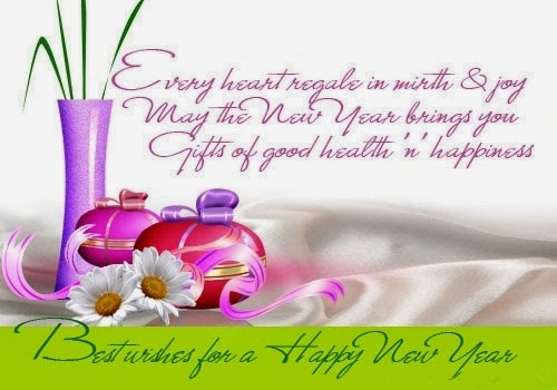 Flowers Wreath Happy New Year Wishes Wallpapers 2014 Free Downloads