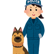 警察犬と訓練士のイラスト