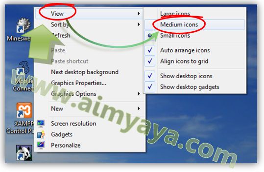 Mengatur tampilan icons windows di desktop dan explorer Cara Memperbesar/kecil Icon Windows