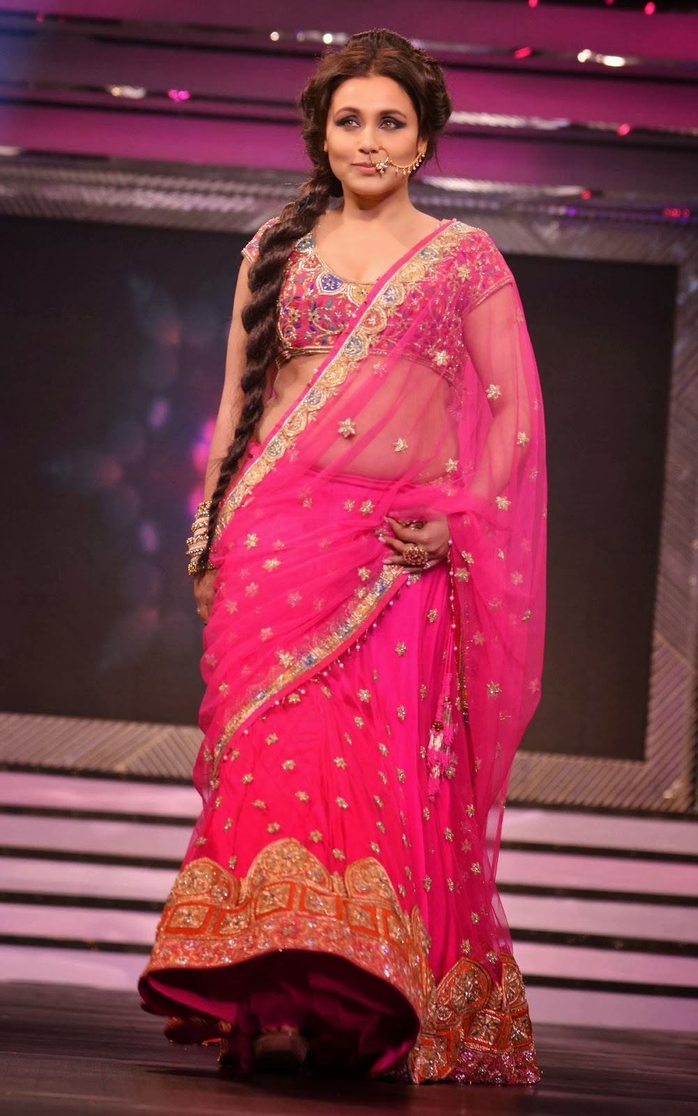 Bollywood Actress Rani Mukherjee walk on the ramp for yash rajs